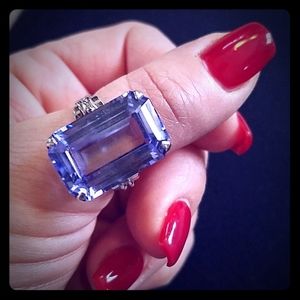 14k white gold emerald cut ring